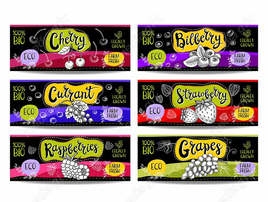 وکتور لیبل میوه، سبزیجات، صیفی جات و ترشی MV000001