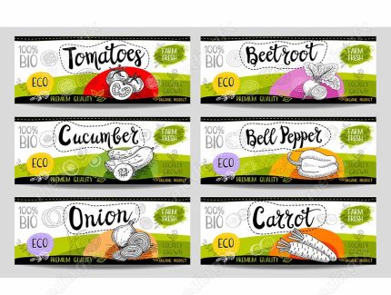 وکتور لیبل میوه، سبزیجات، صیفی جات و ترشی MV000010