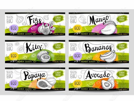وکتور لیبل میوه، سبزیجات، صیفی جات و ترشی MV000011