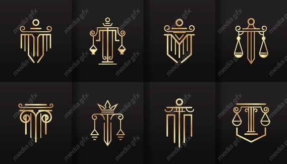 وکتور لوگوی عدالت، قاضی و وکیل MV000030