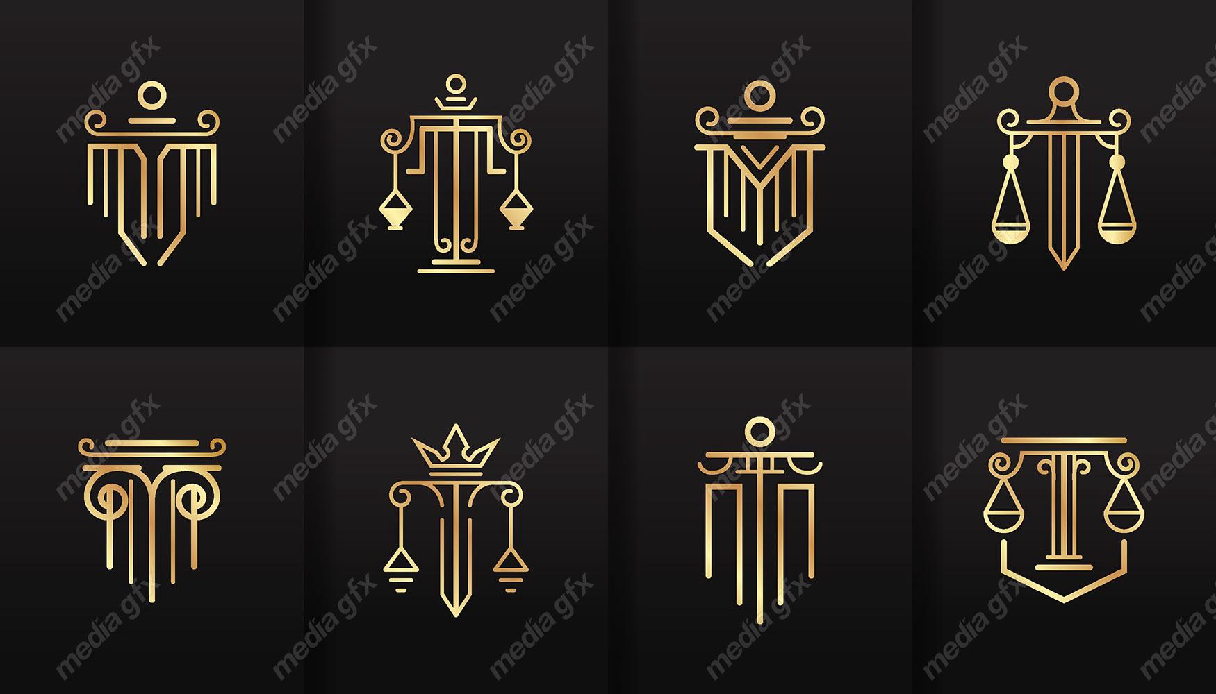 وکتور لوگوی عدالت، قاضی و وکیل MV000030