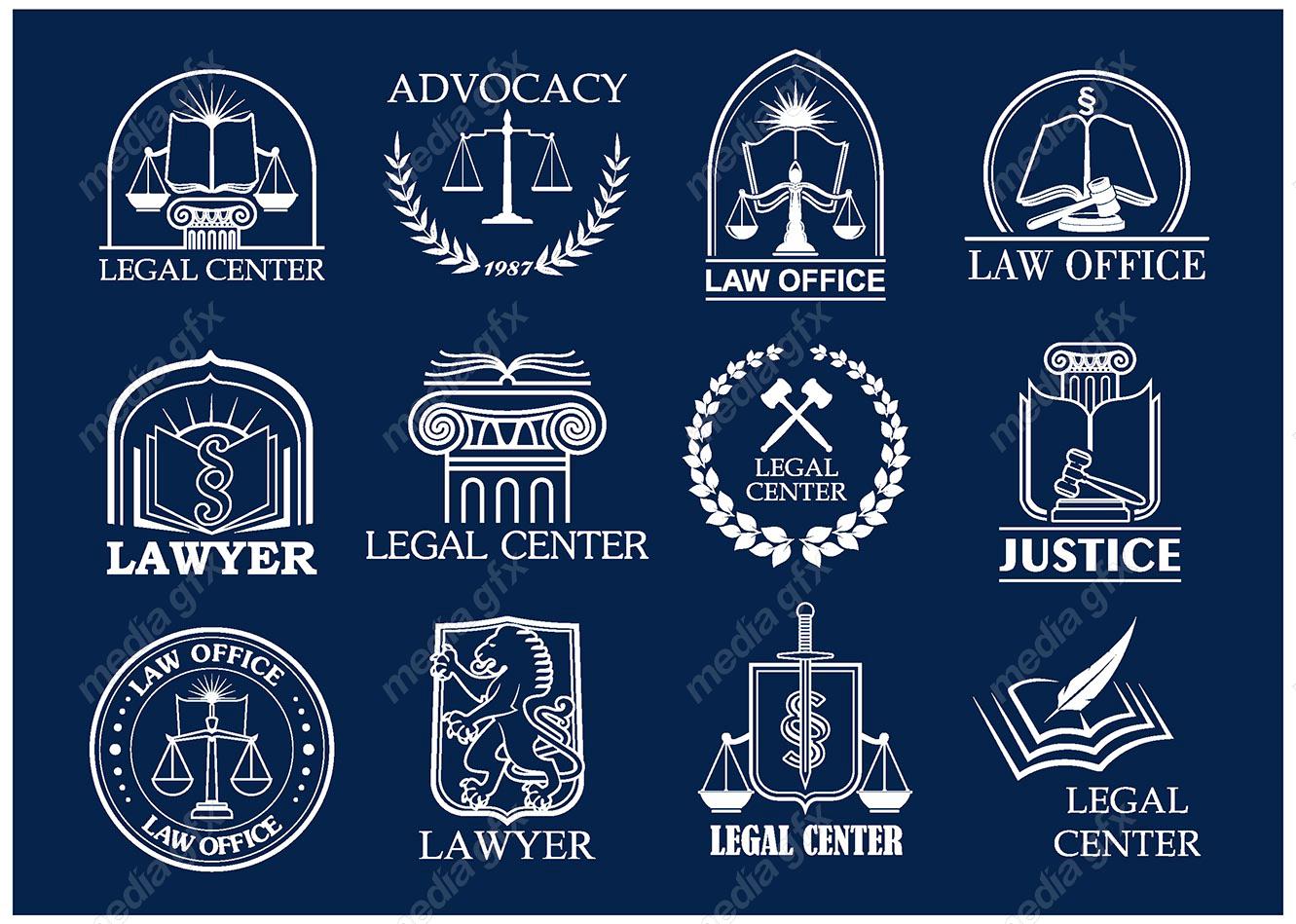 وکتور لوگوی عدالت، قاضی و وکیل MV000053