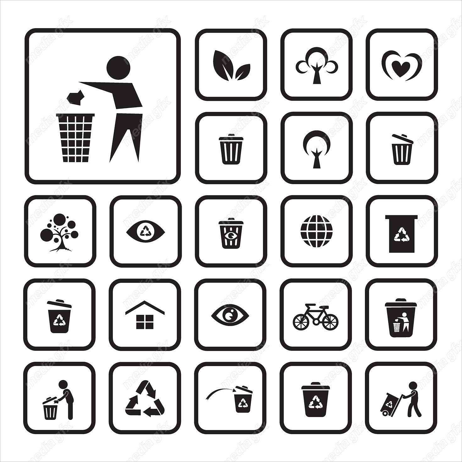 وکتور آیکن شرایط نگهداری، بازیافت و دفع محصول MV000216