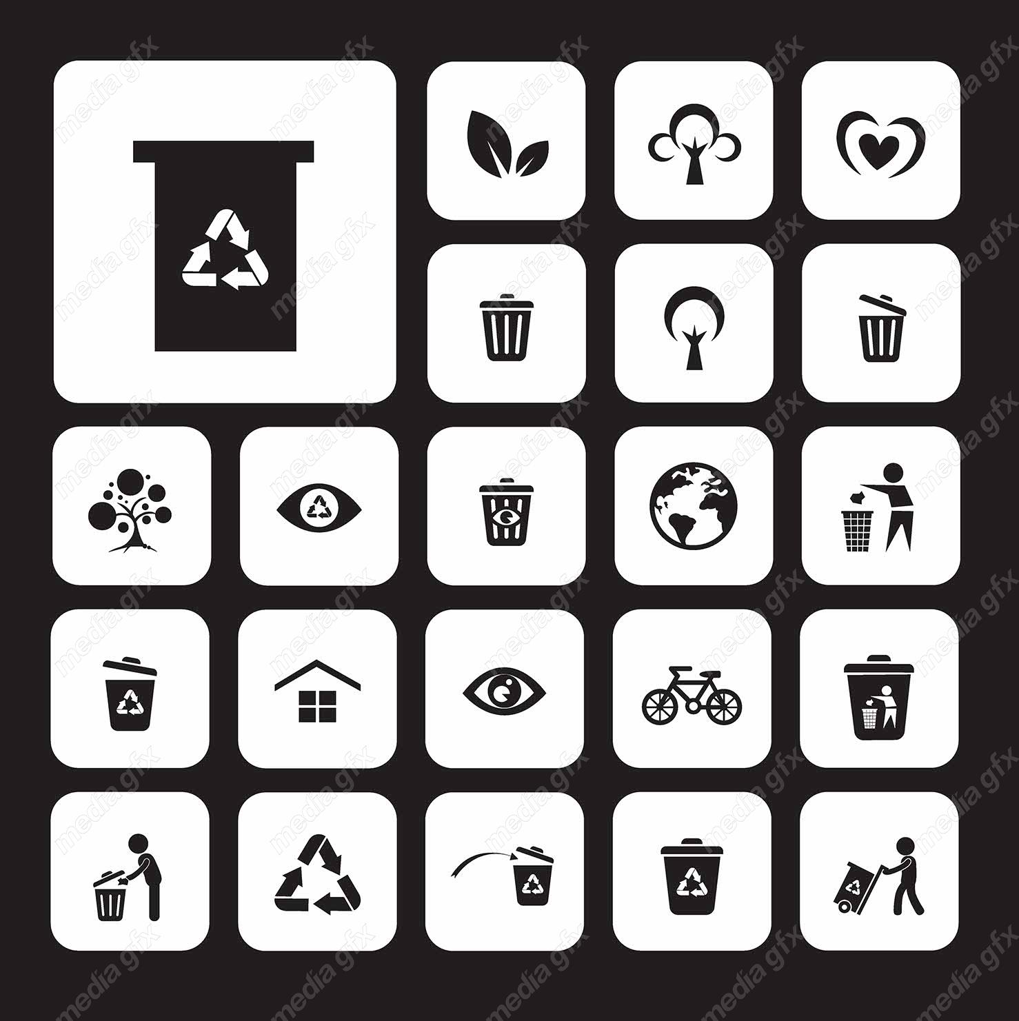 وکتور آیکن شرایط نگهداری، بازیافت و دفع محصول MV000219