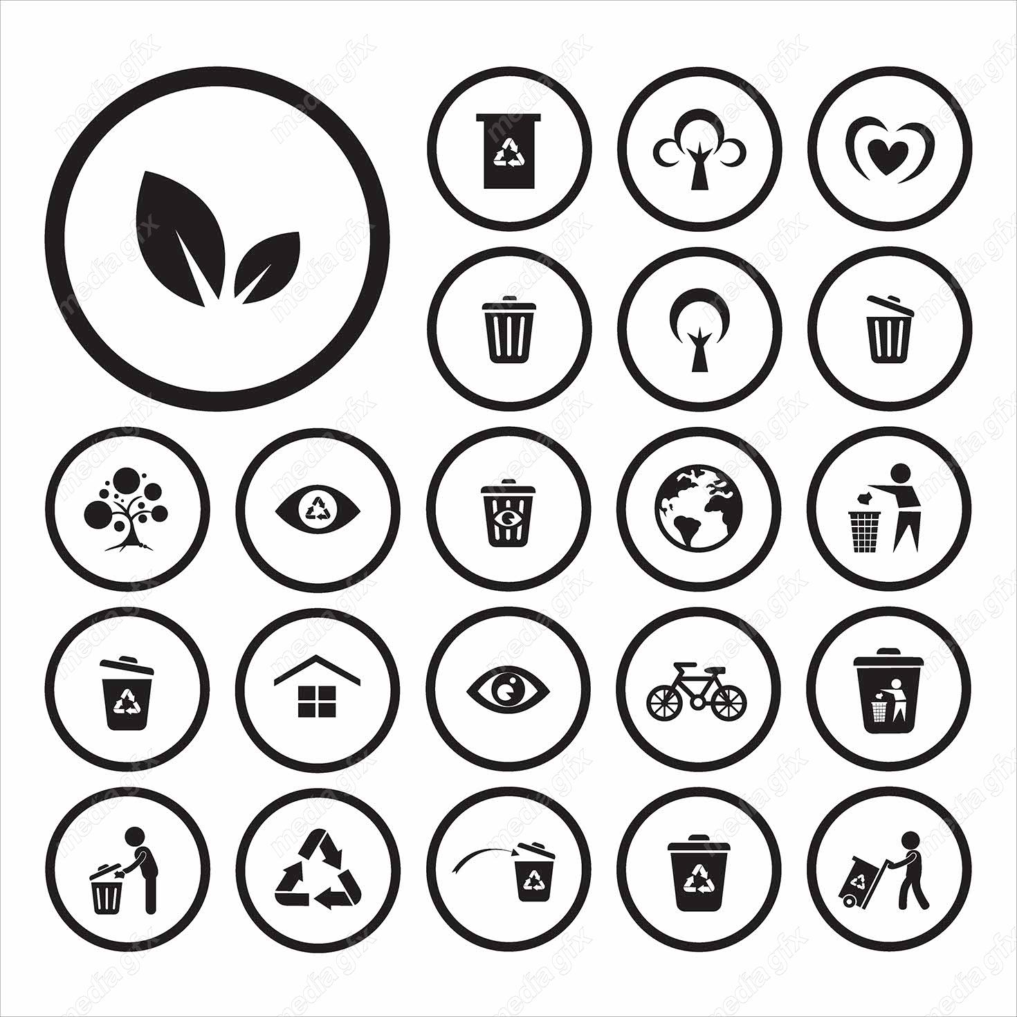 وکتور آیکن شرایط نگهداری، بازیافت و دفع محصول MV000220