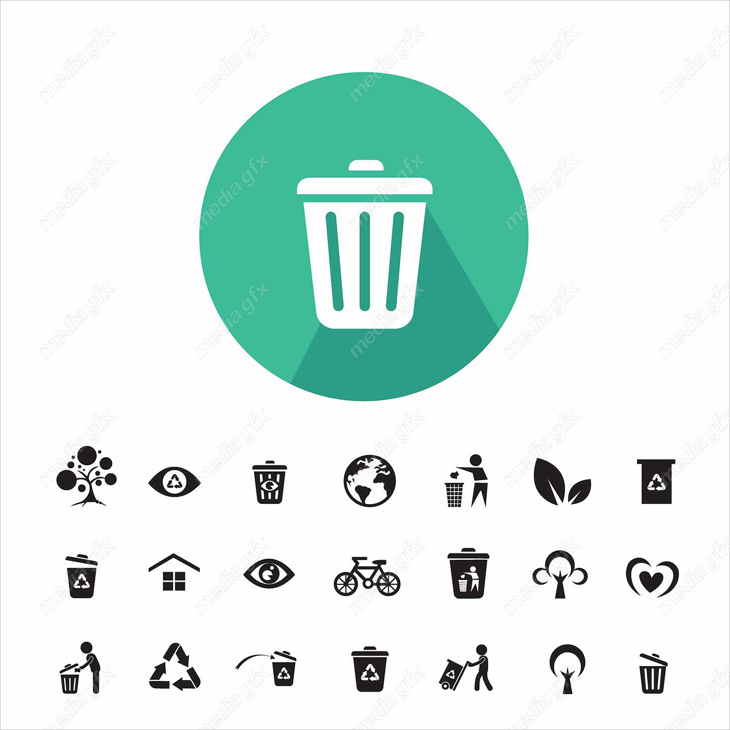 وکتور آیکن شرایط نگهداری، بازیافت و دفع محصول MV000222