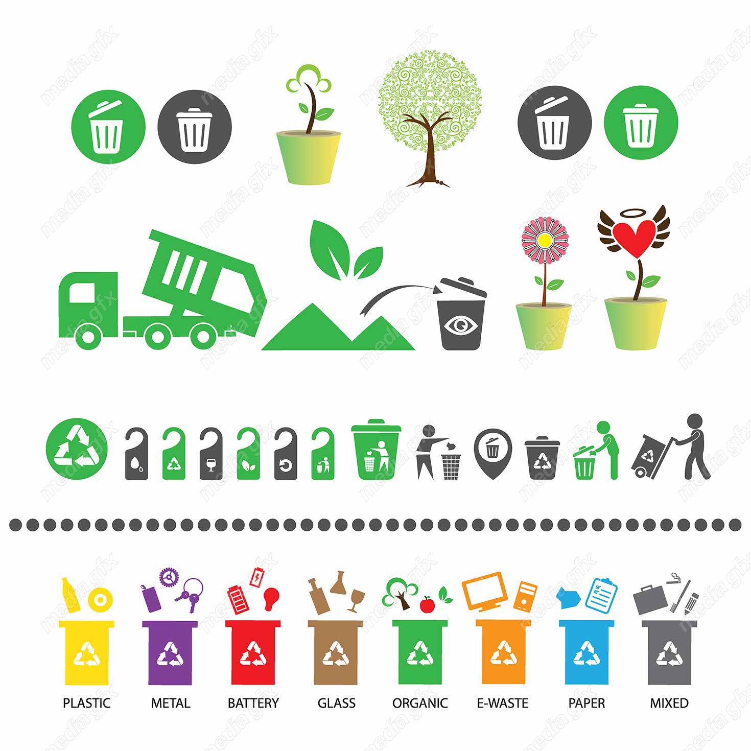 وکتور آیکن شرایط نگهداری، بازیافت و دفع محصول MV000228