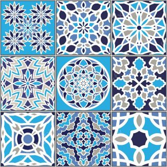 وکتور طرح پترن کاشی کاری اسلامی وایرانی فیروزه ای قدیمی MV000256