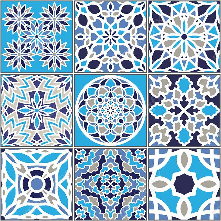 وکتور طرح پترن کاشی کاری اسلامی وایرانی فیروزه ای قدیمی MV000256