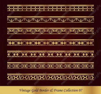 وکتور کادر و حاشیه قدیمی و اسلیمی طلایی رنگ MV000259