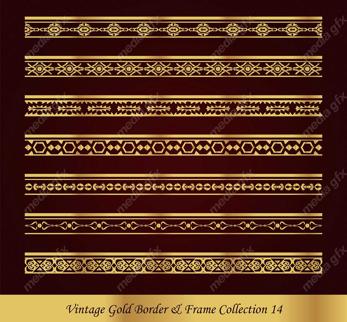 وکتور کادر و حاشیه قدیمی و اسلیمی طلایی رنگ MV000262
