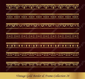 وکتور کادر و حاشیه قدیمی و اسلیمی طلایی رنگ MV000268