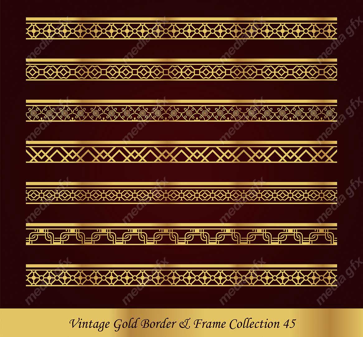 وکتور کادر و حاشیه قدیمی و اسلیمی طلایی رنگ MV000272