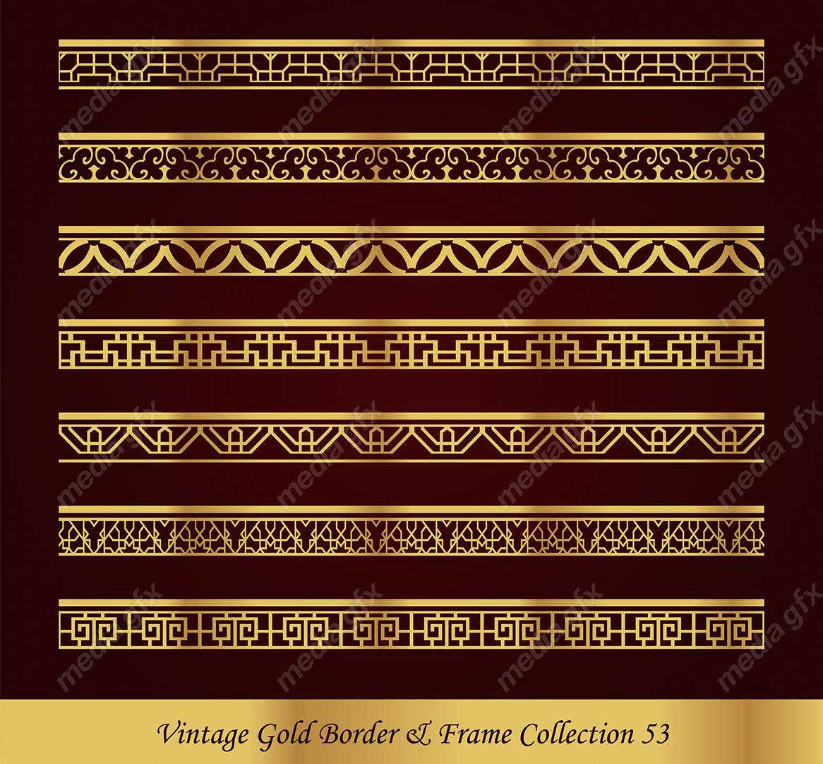 وکتور کادر و حاشیه قدیمی و اسلیمی طلایی رنگ MV000275