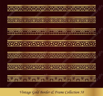وکتور کادر و حاشیه قدیمی و اسلیمی طلایی رنگ MV000278