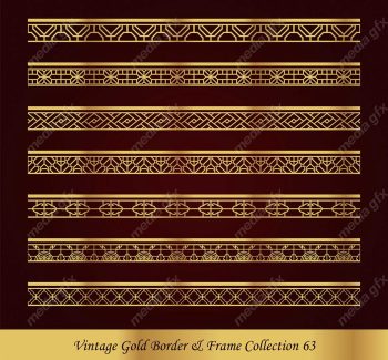 وکتور کادر و حاشیه قدیمی و اسلیمی طلایی رنگ MV000280