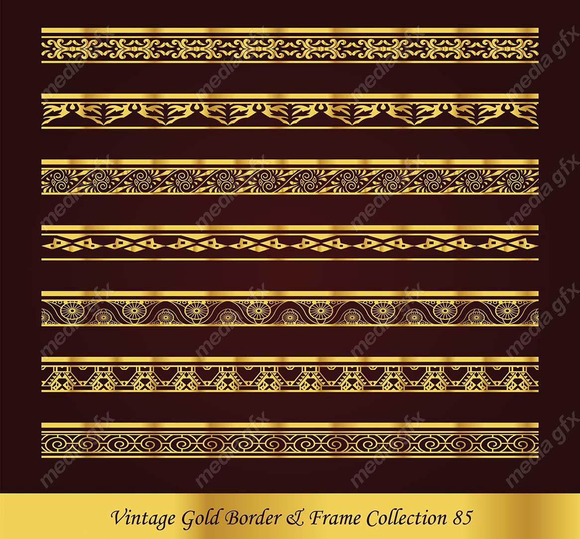 وکتور کادر و حاشیه قدیمی و اسلیمی طلایی رنگ MV000282