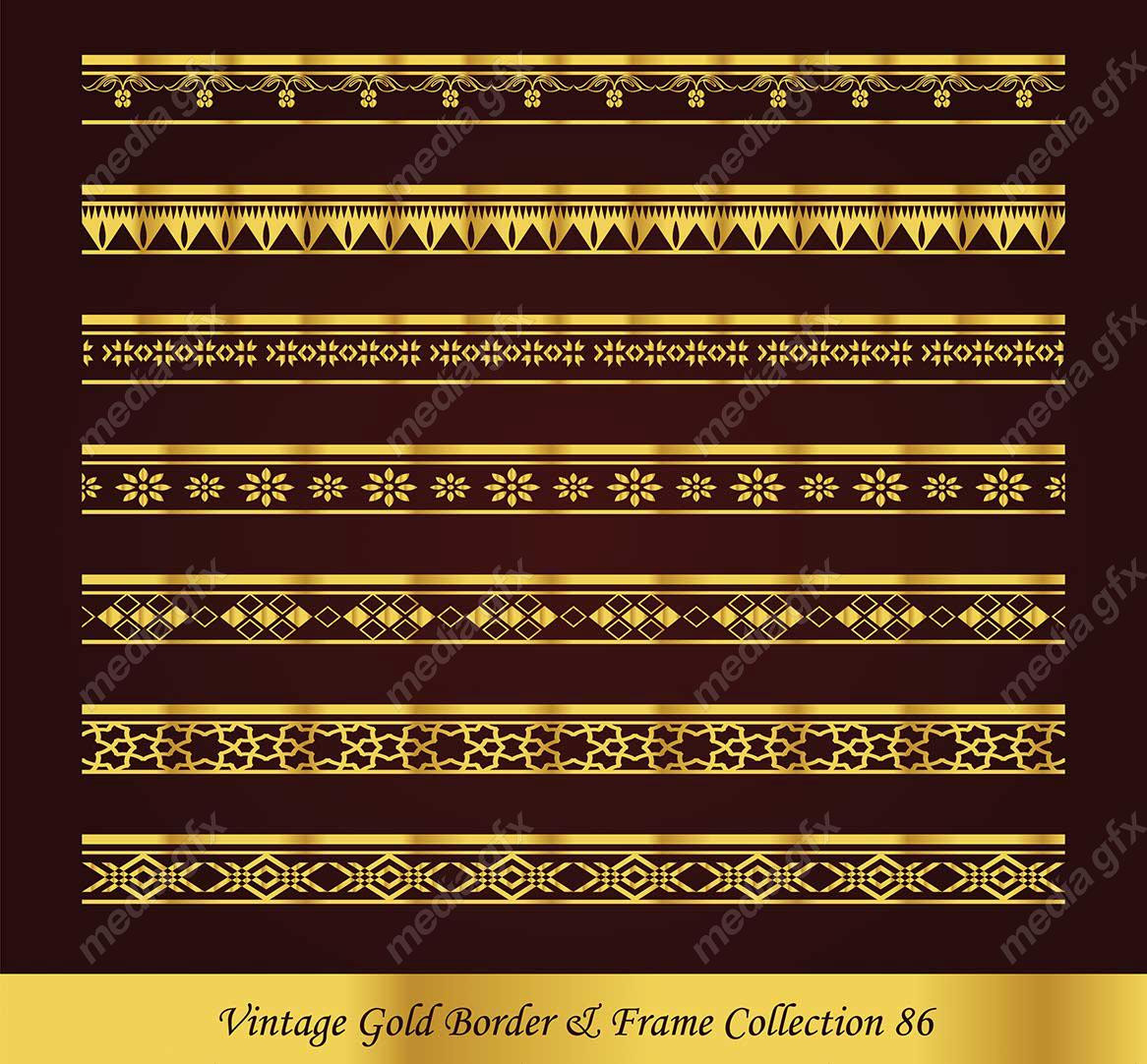 وکتور کادر و حاشیه قدیمی و اسلیمی طلایی رنگ MV000283