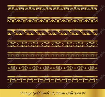 وکتور کادر و حاشیه قدیمی و اسلیمی طلایی رنگ MV000284