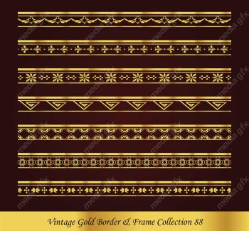 وکتور کادر و حاشیه قدیمی و اسلیمی طلایی رنگ MV000285