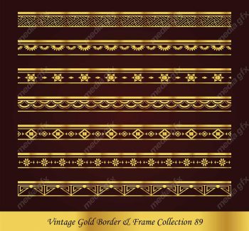 وکتور کادر و حاشیه قدیمی و اسلیمی طلایی رنگ MV000286