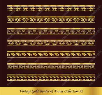 وکتور کادر و حاشیه قدیمی و اسلیمی طلایی رنگ MV000289