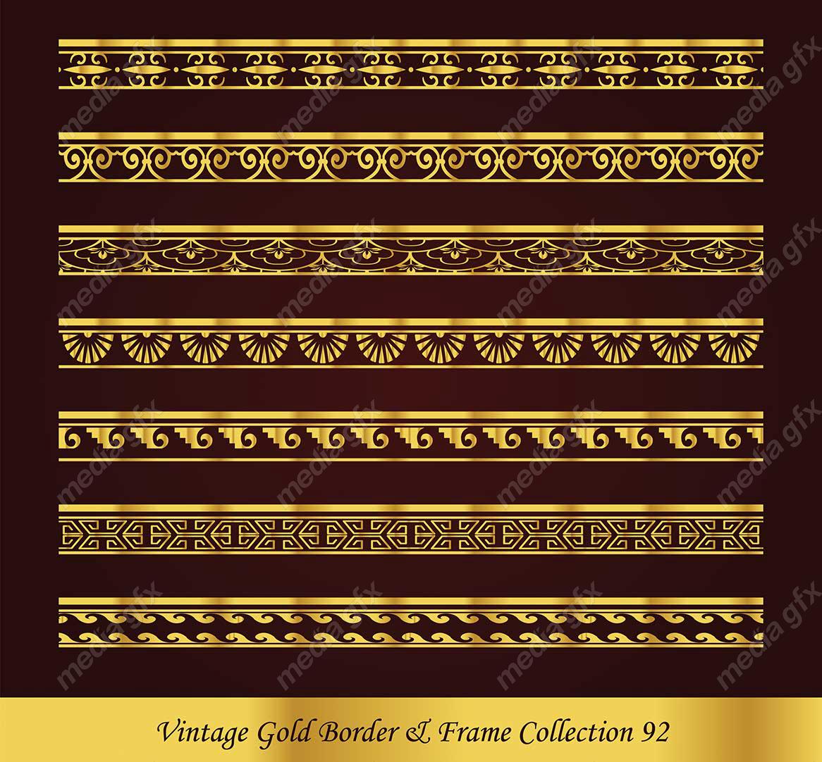 وکتور کادر و حاشیه قدیمی و اسلیمی طلایی رنگ MV000289