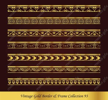وکتور کادر و حاشیه قدیمی و اسلیمی طلایی رنگ MV000290