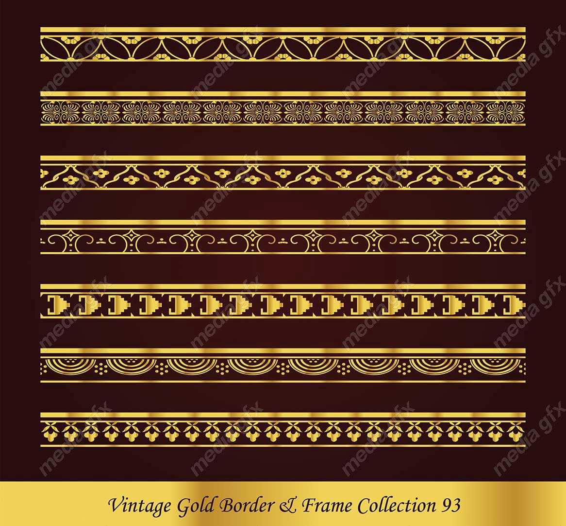 وکتور کادر و حاشیه قدیمی و اسلیمی طلایی رنگ MV000290