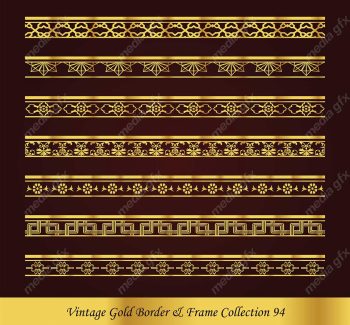 وکتور کادر و حاشیه قدیمی و اسلیمی طلایی رنگ MV000291