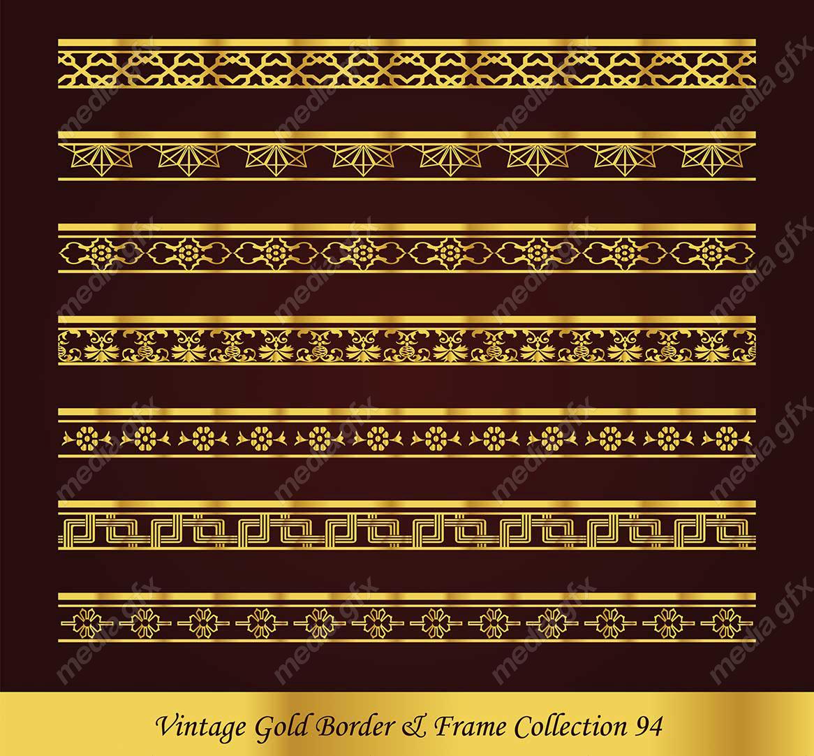 وکتور کادر و حاشیه قدیمی و اسلیمی طلایی رنگ MV000291