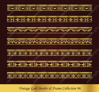 وکتور کادر و حاشیه قدیمی و اسلیمی طلایی رنگ MV000293