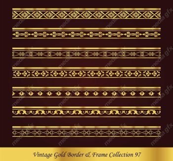 وکتور کادر و حاشیه قدیمی و اسلیمی طلایی رنگ MV000294