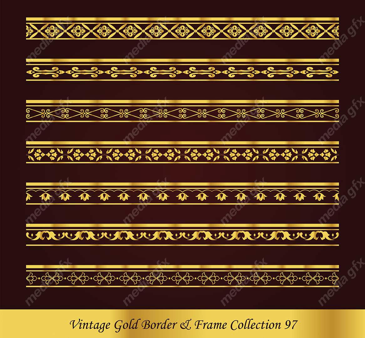 وکتور کادر و حاشیه قدیمی و اسلیمی طلایی رنگ MV000294