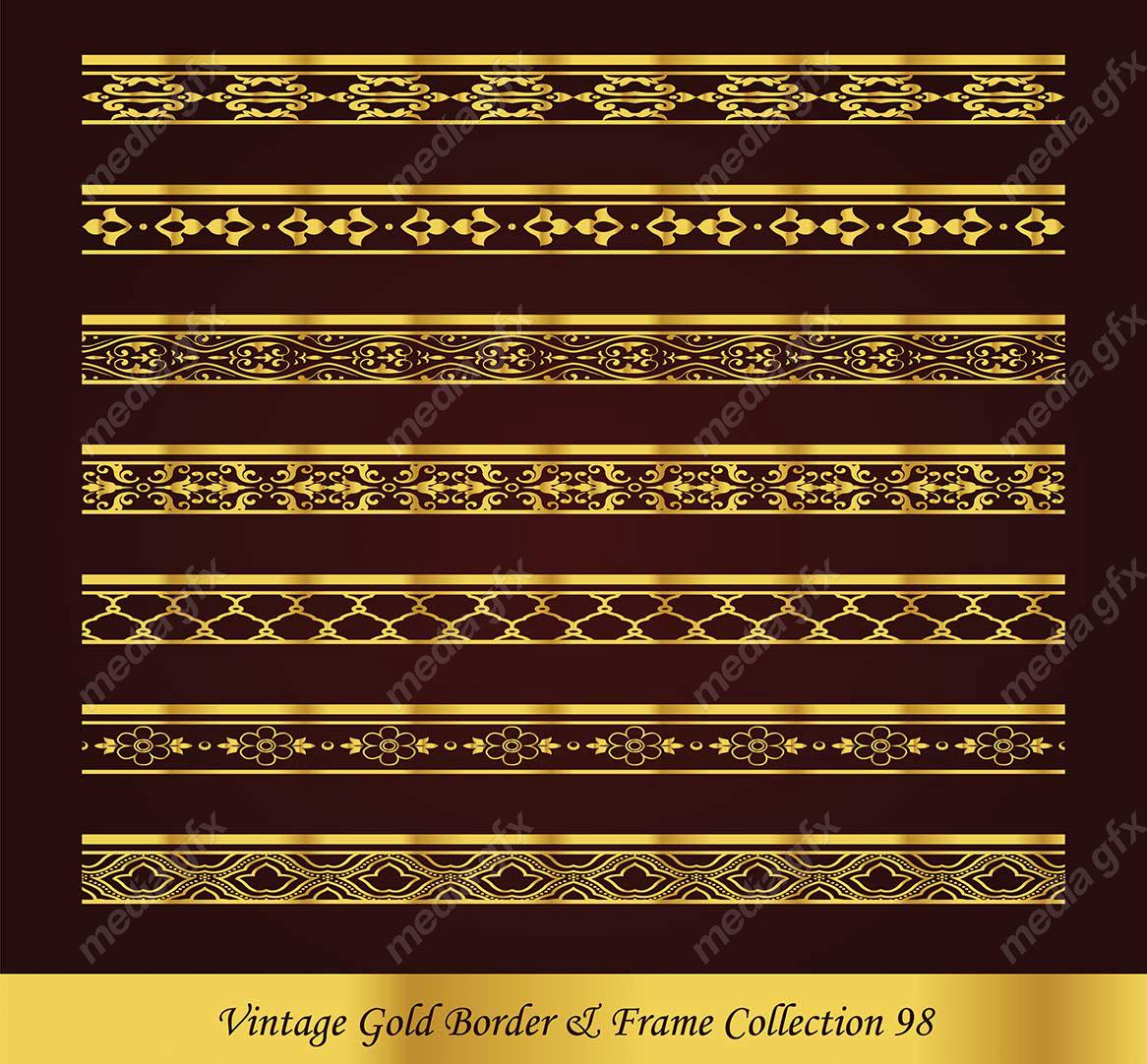 وکتور کادر و حاشیه قدیمی و اسلیمی طلایی رنگ MV000295