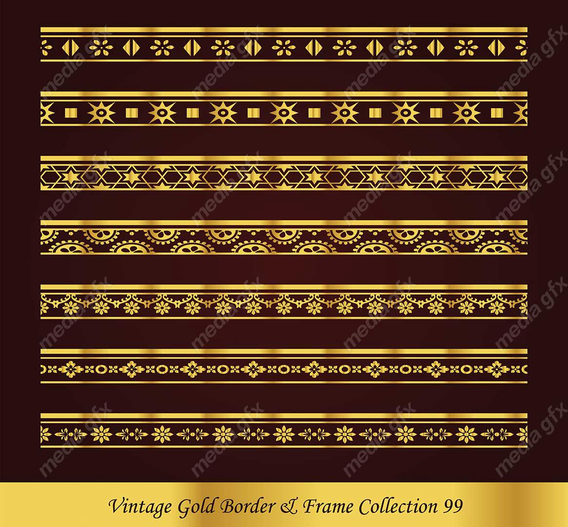 وکتور کادر و حاشیه قدیمی و اسلیمی طلایی رنگ MV000296