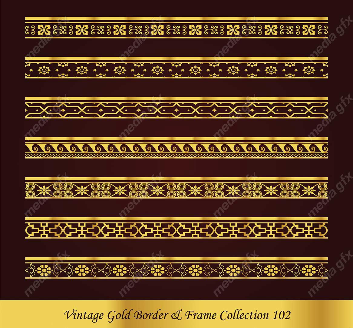 وکتور کادر و حاشیه قدیمی و اسلیمی طلایی رنگ MV000299