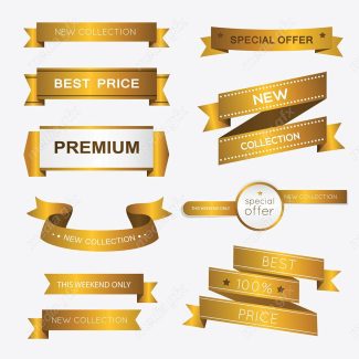 وکتور بنر و ربان طلایی محصول جدید، کیفیت و قیمت عالی MV000317