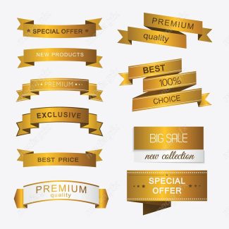 وکتور بنر و ربان طلایی محصول جدید، کیفیت و قیمت عالی MV000318