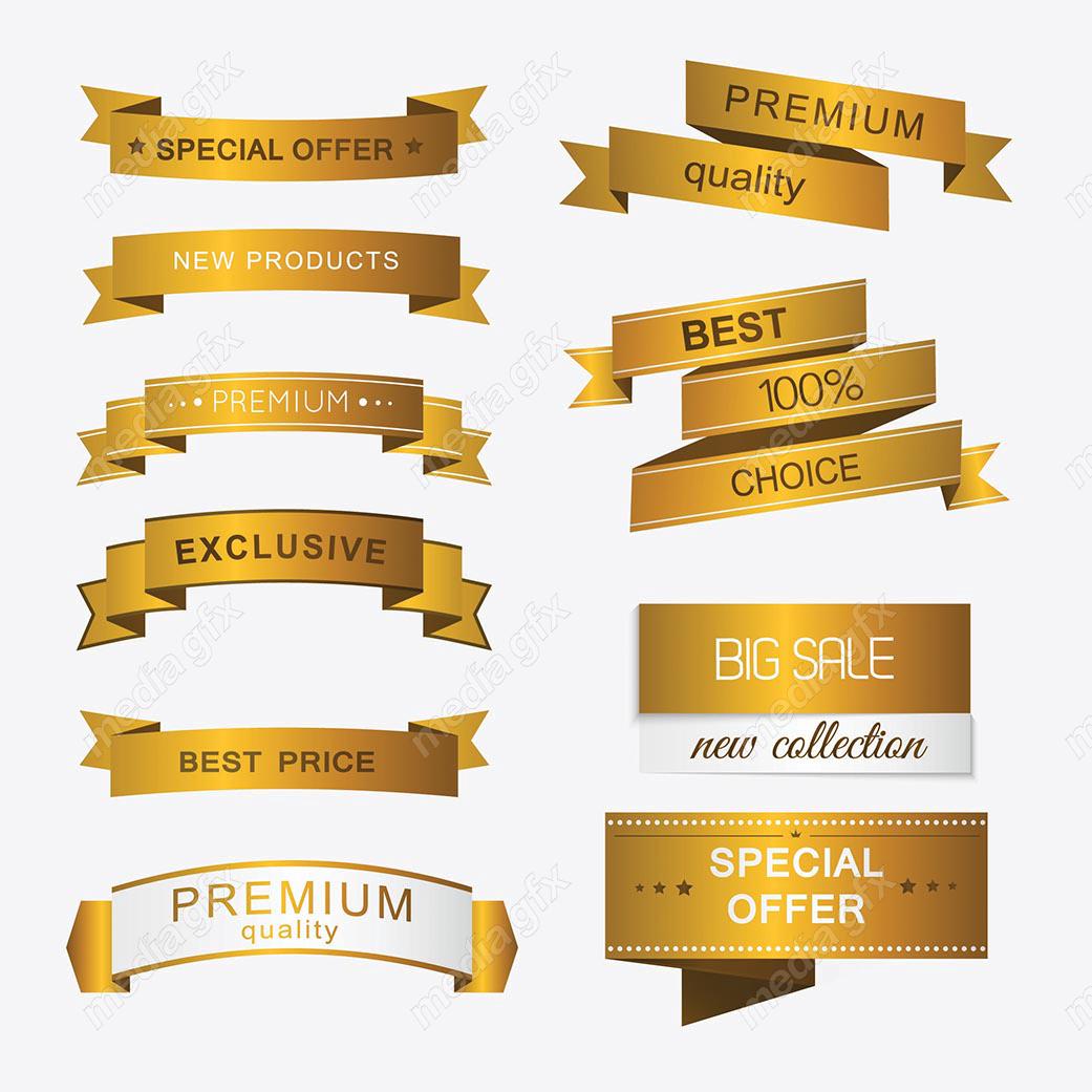 وکتور بنر و ربان طلایی محصول جدید، کیفیت و قیمت عالی MV000318