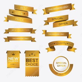 وکتور بنر و ربان طلایی محصول جدید، کیفیت و قیمت عالی MV000319