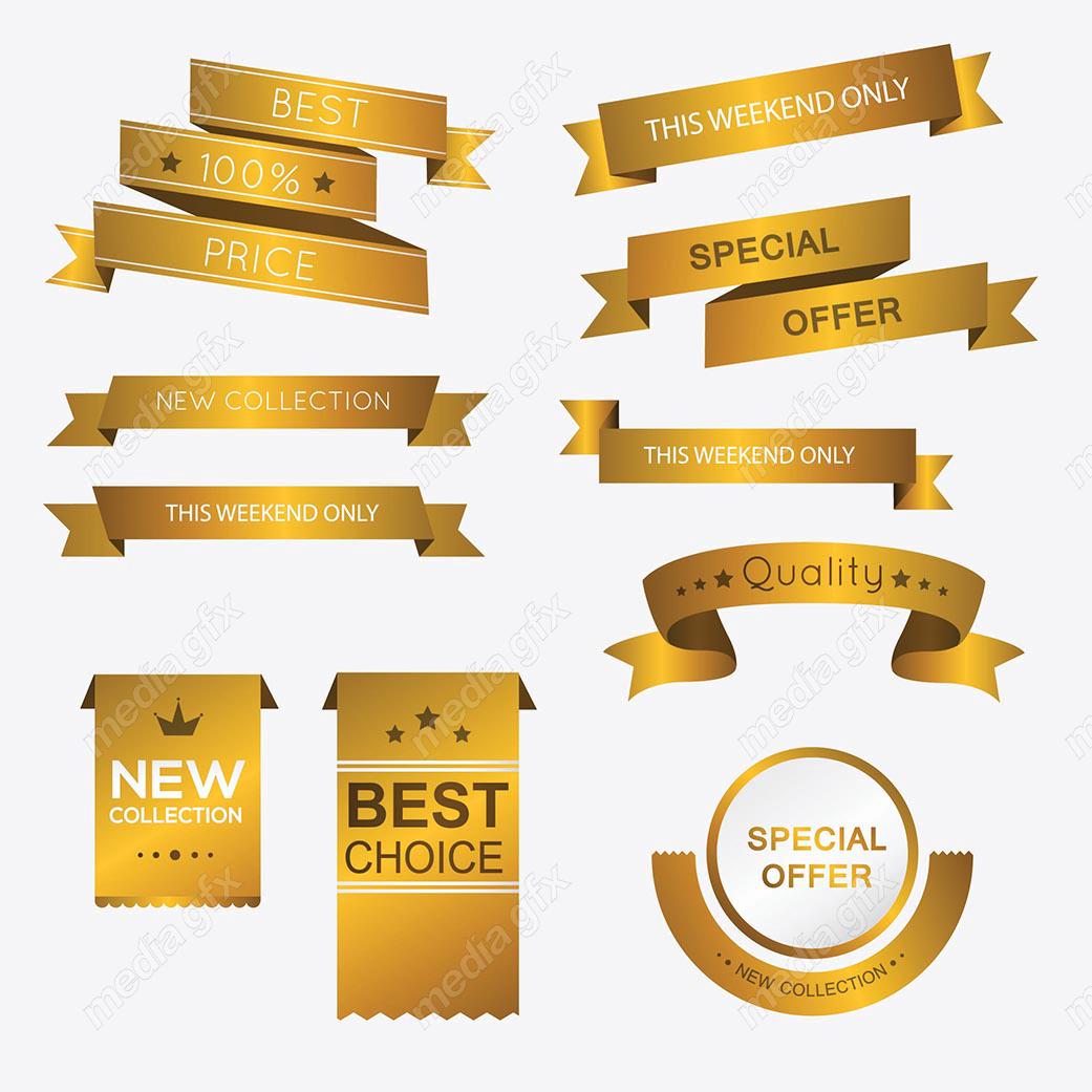 وکتور بنر و ربان طلایی محصول جدید، کیفیت و قیمت عالی MV000319