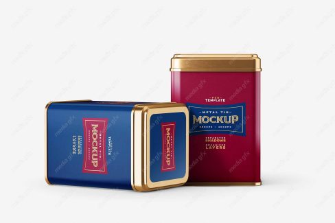 موکاپ قوطی و جعبه فلزی چای MP000321