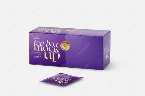 موکاپ بسته بندی جعبه و کارتن چای کیسه ای MP000330