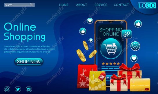 وکتور دیزاین لندینگ پیج فروشگاه اینترنتی، خرید آنلاین و آنلاین شاپ MV000392