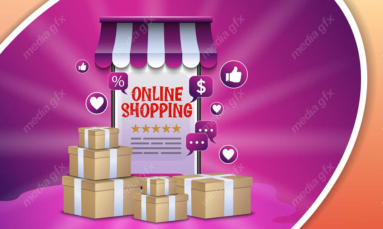 وکتور دیزاین لندینگ پیج فروشگاه اینترنتی، خرید آنلاین و آنلاین شاپ MV000394