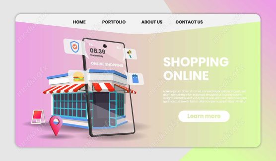 وکتور طرح آماده لندینگ اپ خرید اینترنتی و تحویل توسط پست و پیک MV000400