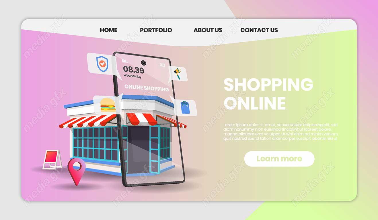 وکتور طرح آماده لندینگ اپ خرید اینترنتی و تحویل توسط پست و پیک MV000400