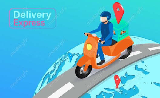 وکتور طرح تحویل توسط پیک و پستچی و خرید آنلاین و اینترنتی MV000414