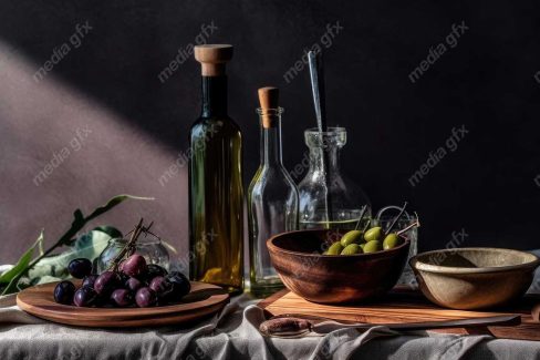 عکس با کیفیت زیتون و روغن زیتون MJ000874